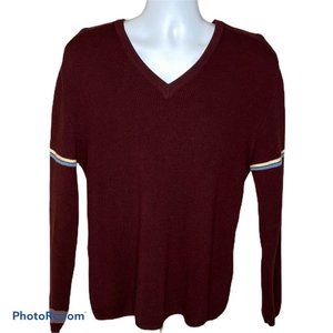 Vintage Obermeyer Ski Sweater Mens Large Maroon V Neck 100% Wool Austria